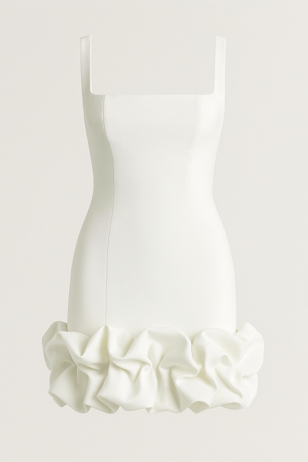 Ruched Square Neck Sleeve Mini Dress