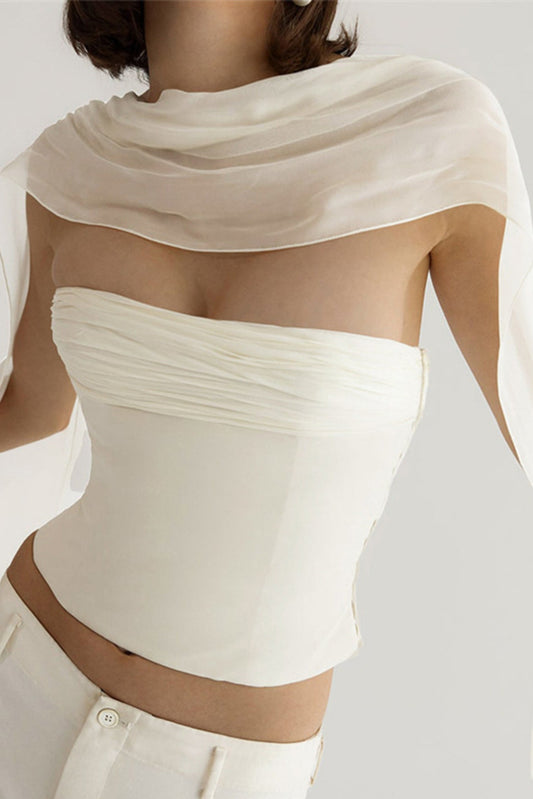 Ruched Tube Top with Scarf