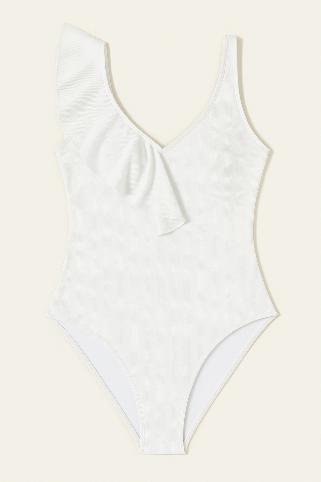 Ruffled V-Neck Wide Strap One-Piece Swimwear
