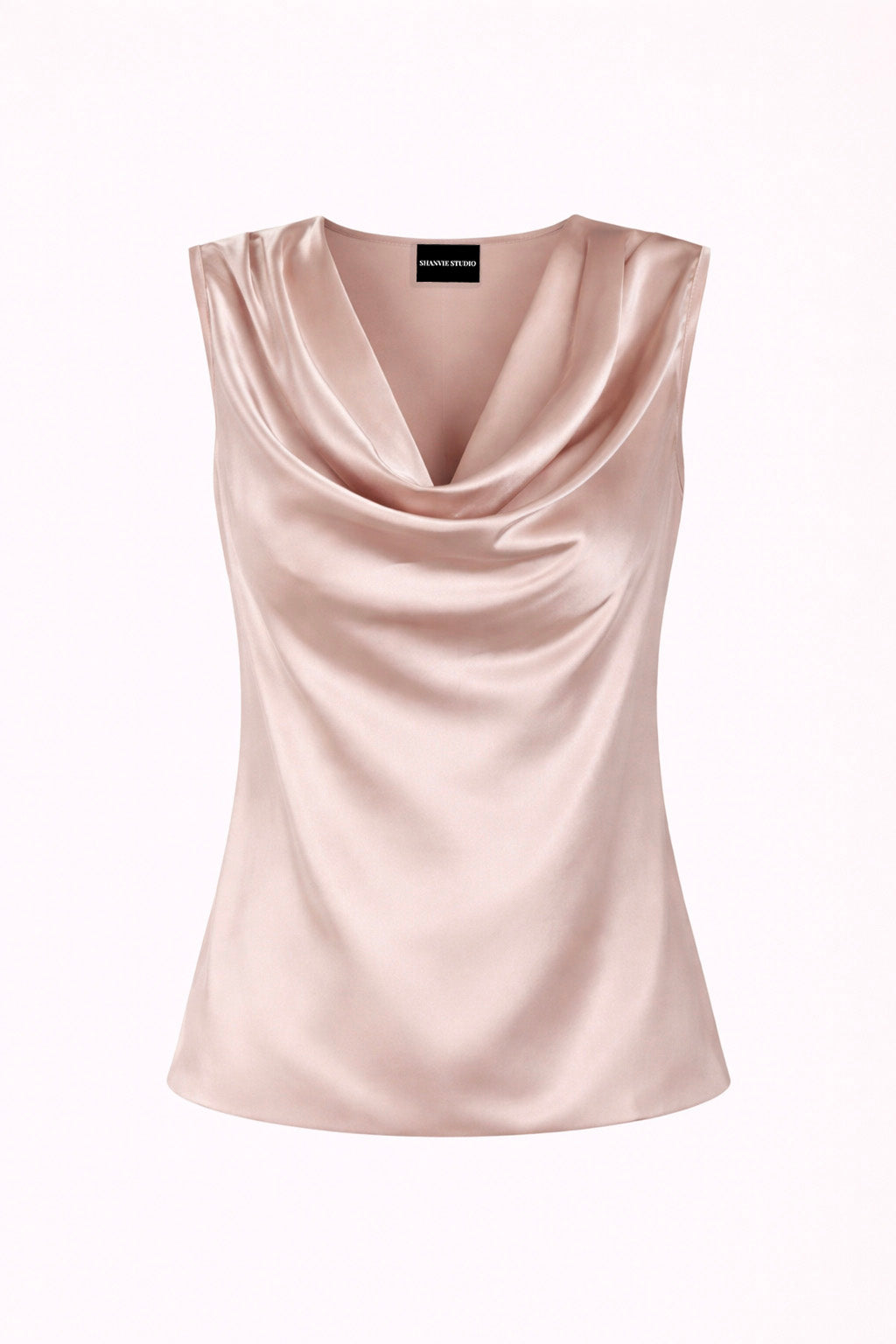 Satin Cowl Neck Sleeveless Blouse