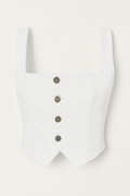 Smocked Square Neck Denim Top