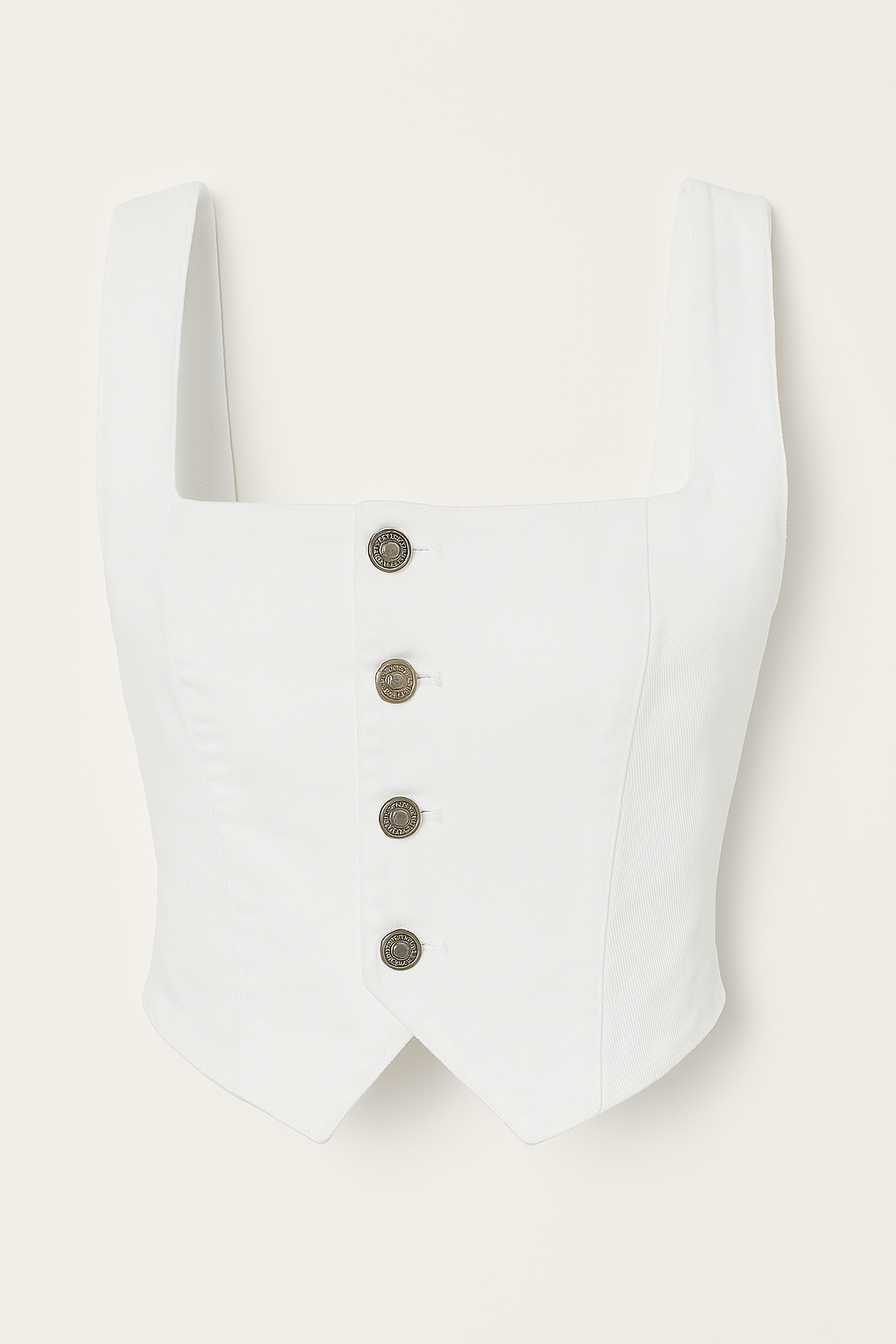 Smocked Square Neck Denim Top