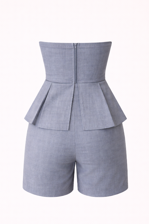 Light blue peplum romper on a white background