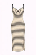 Striped dress with thin straps on a white background