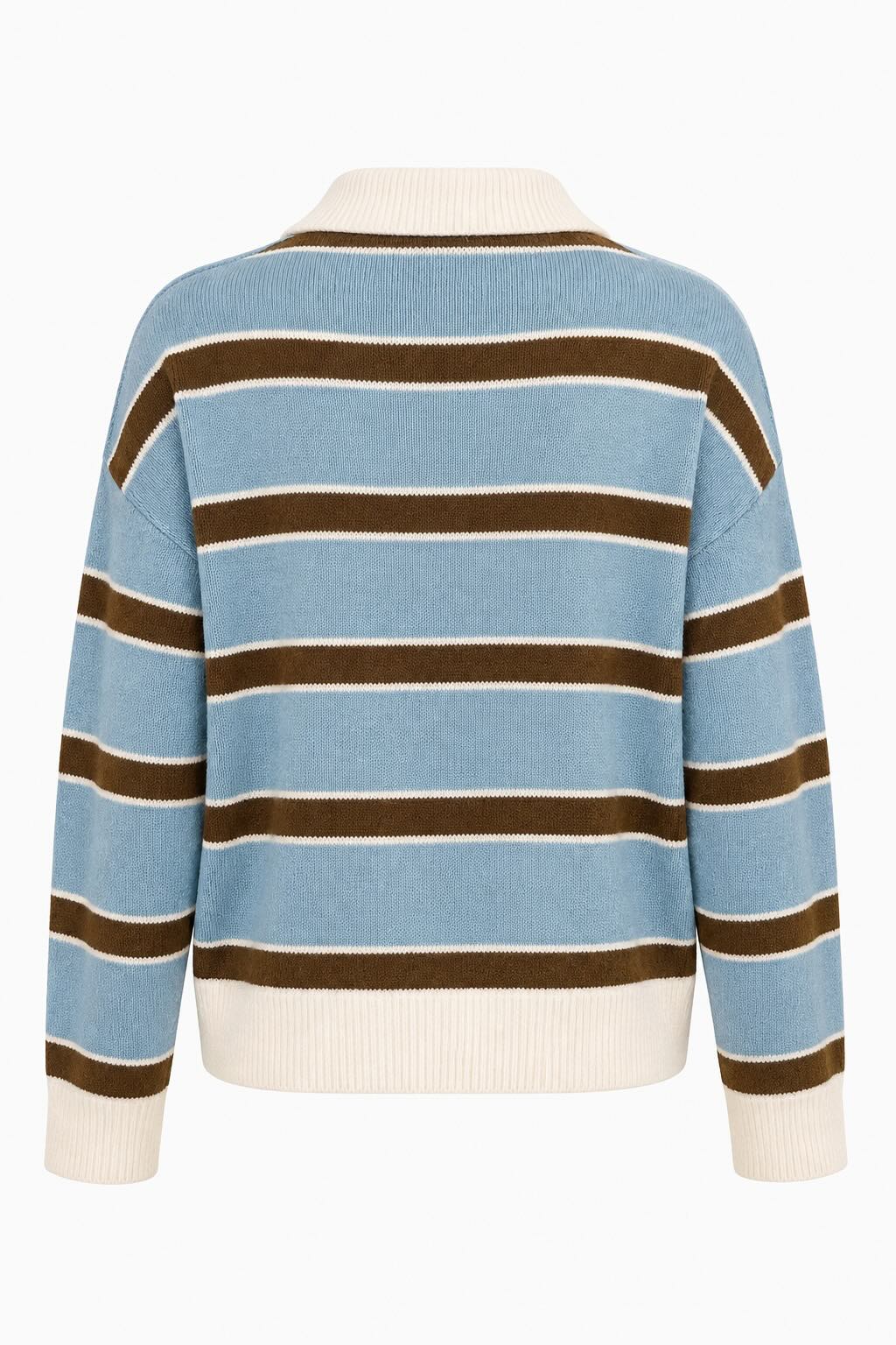 Striped Polo Collar Sweater