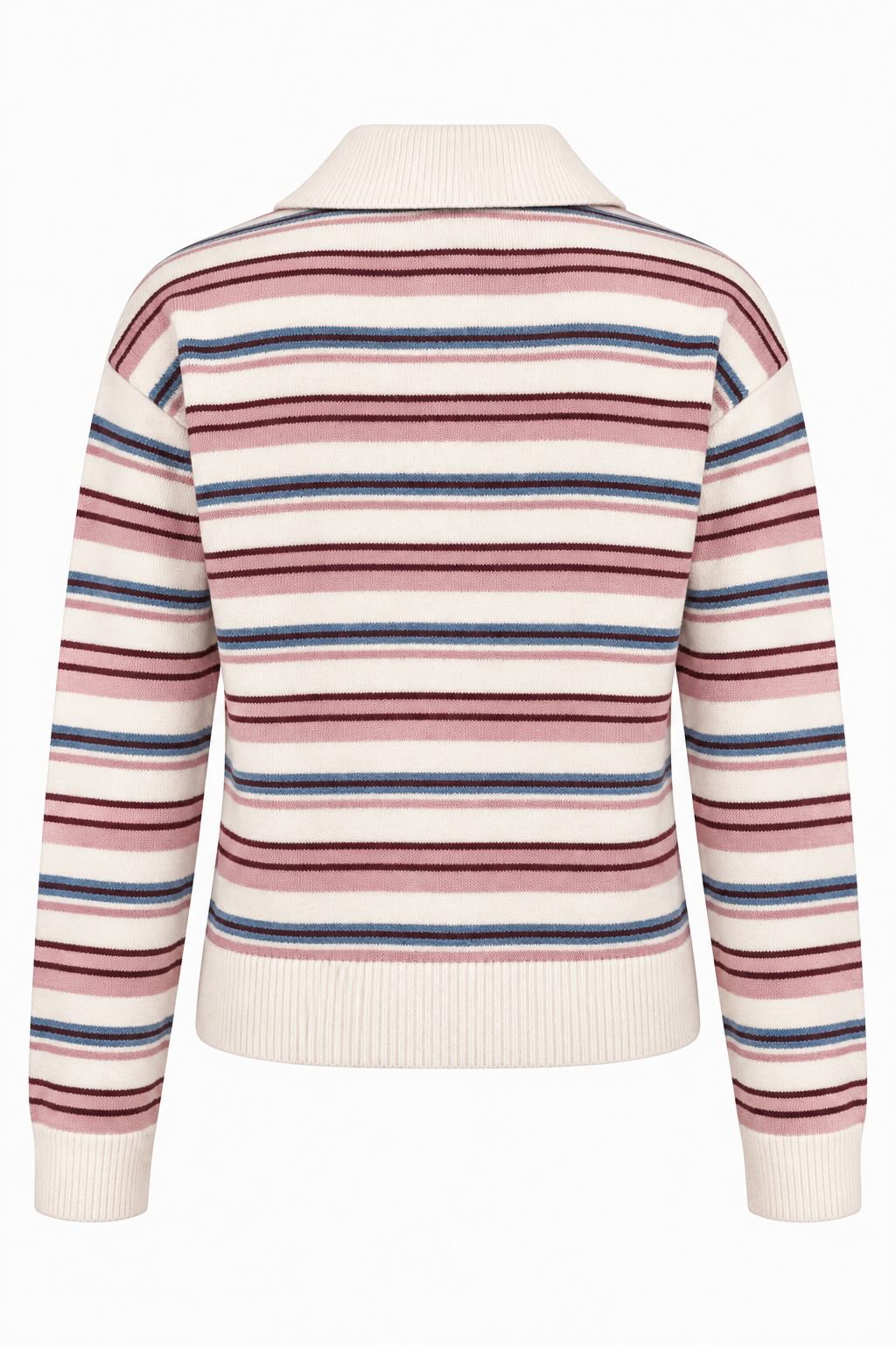Striped Polo Collar Sweater