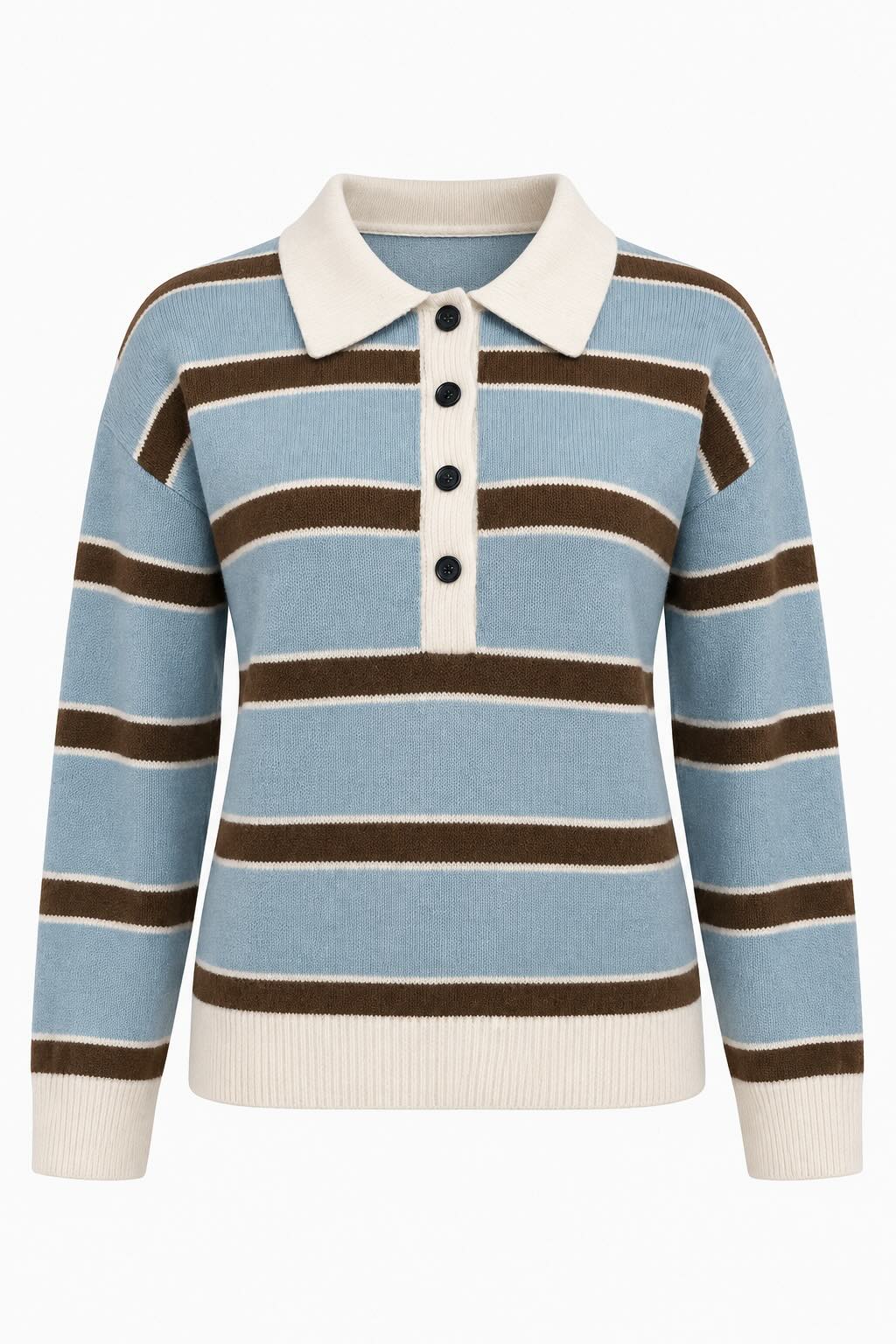 Striped Polo Collar Sweater