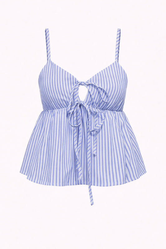 Striped Tie-Front Peplum Cami