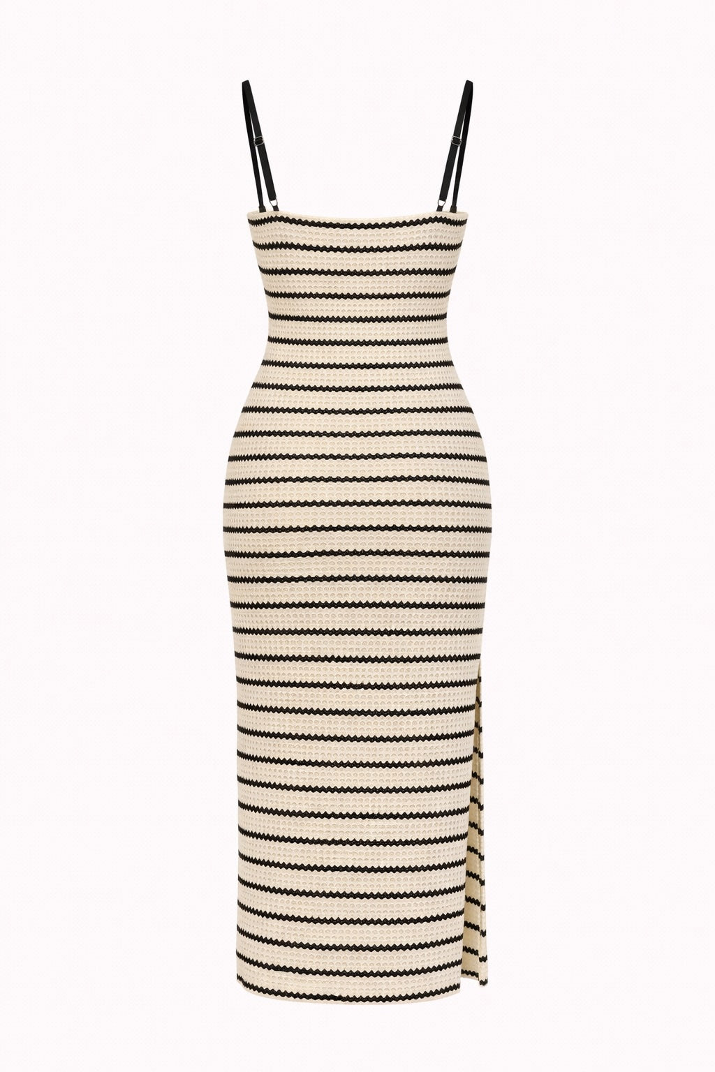 Striped Knit Twisted Bodycon Midi Dress