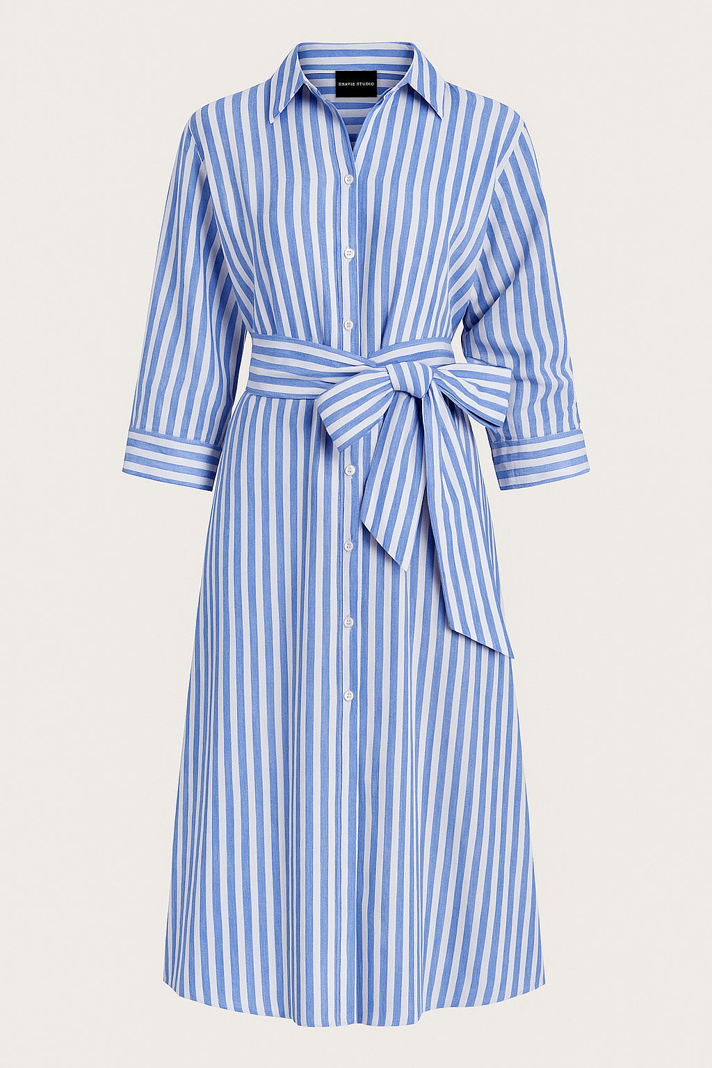 Tied Button Up Three-Quarter Sleeve Dress