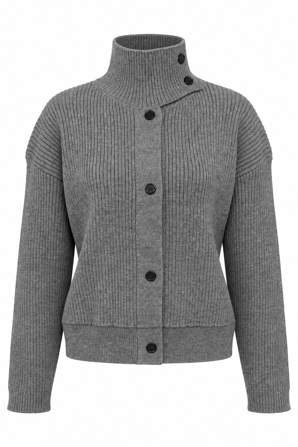 Turtleneck Button-Down Cardigan