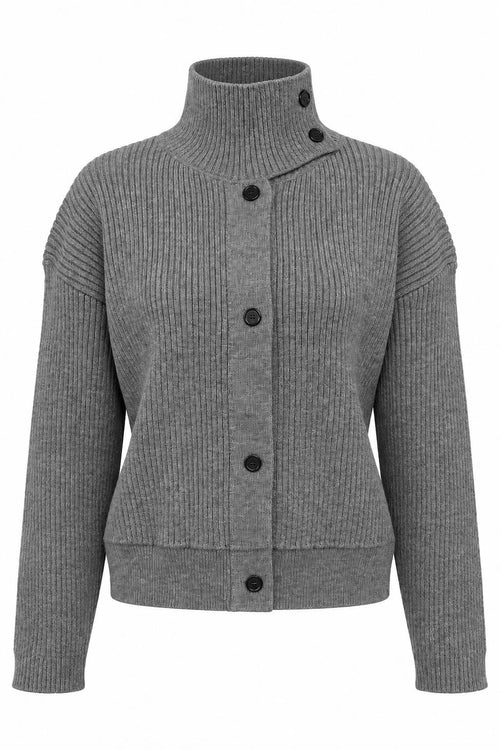 Turtleneck Button-Down Cardigan
