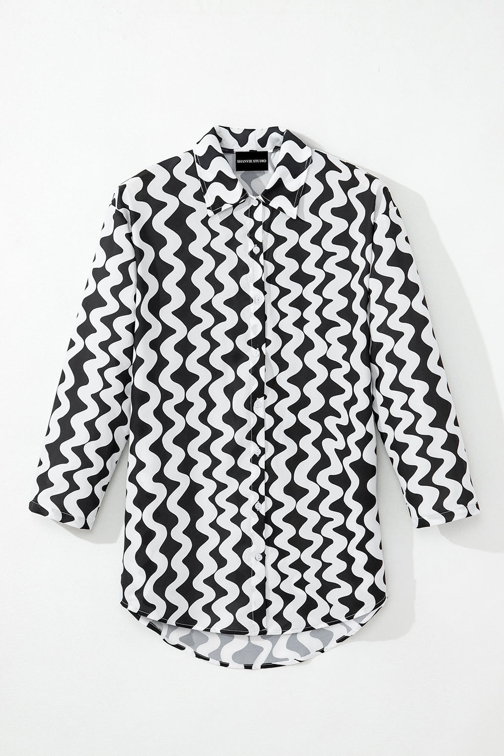 Button Down Contrast Striped Cover-Up