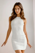 Textured Wavy Sleeveless Bodycon Mini Dress