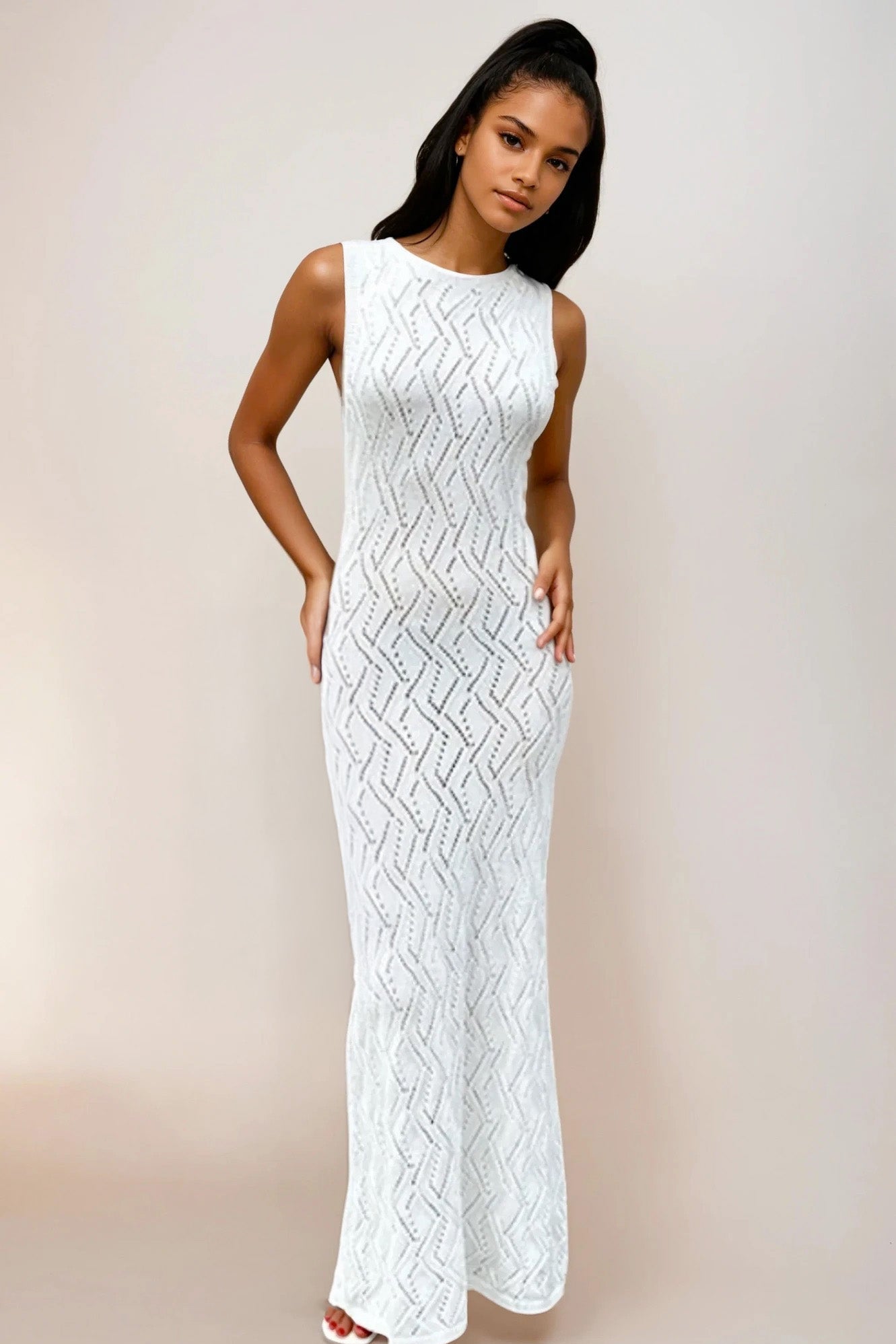 Openwork Sleeveless Maxi Dress