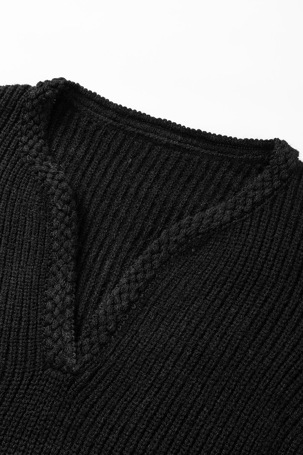 Black Notched Long Sleeve Sweater