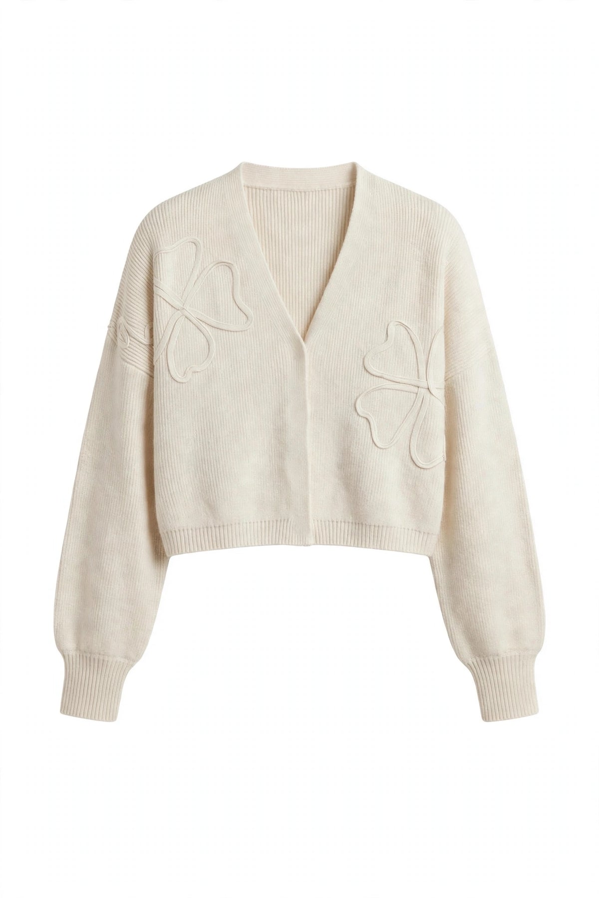 Four-Leaf Clover Open Front Cardigan