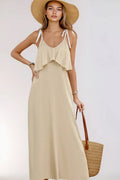 Perfee Tied Ruffled Scoop Neck Sleeveless Dress