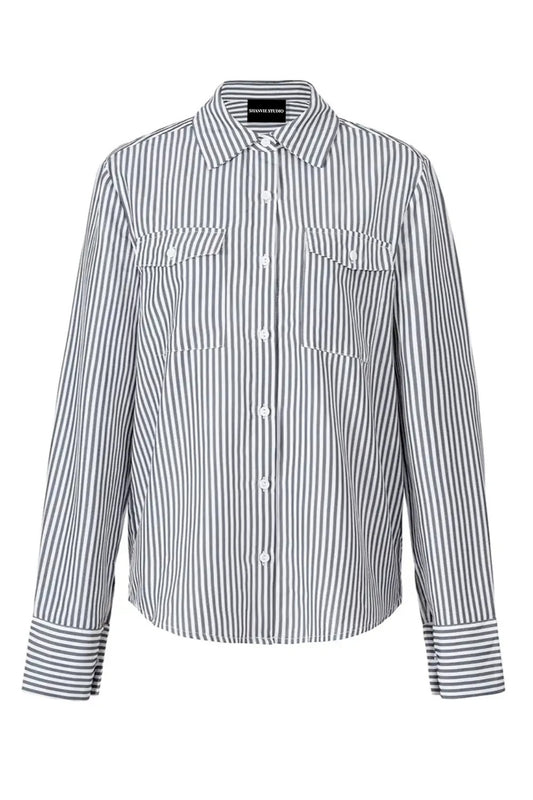 Striped Collared Neck Long Sleeve Shirt