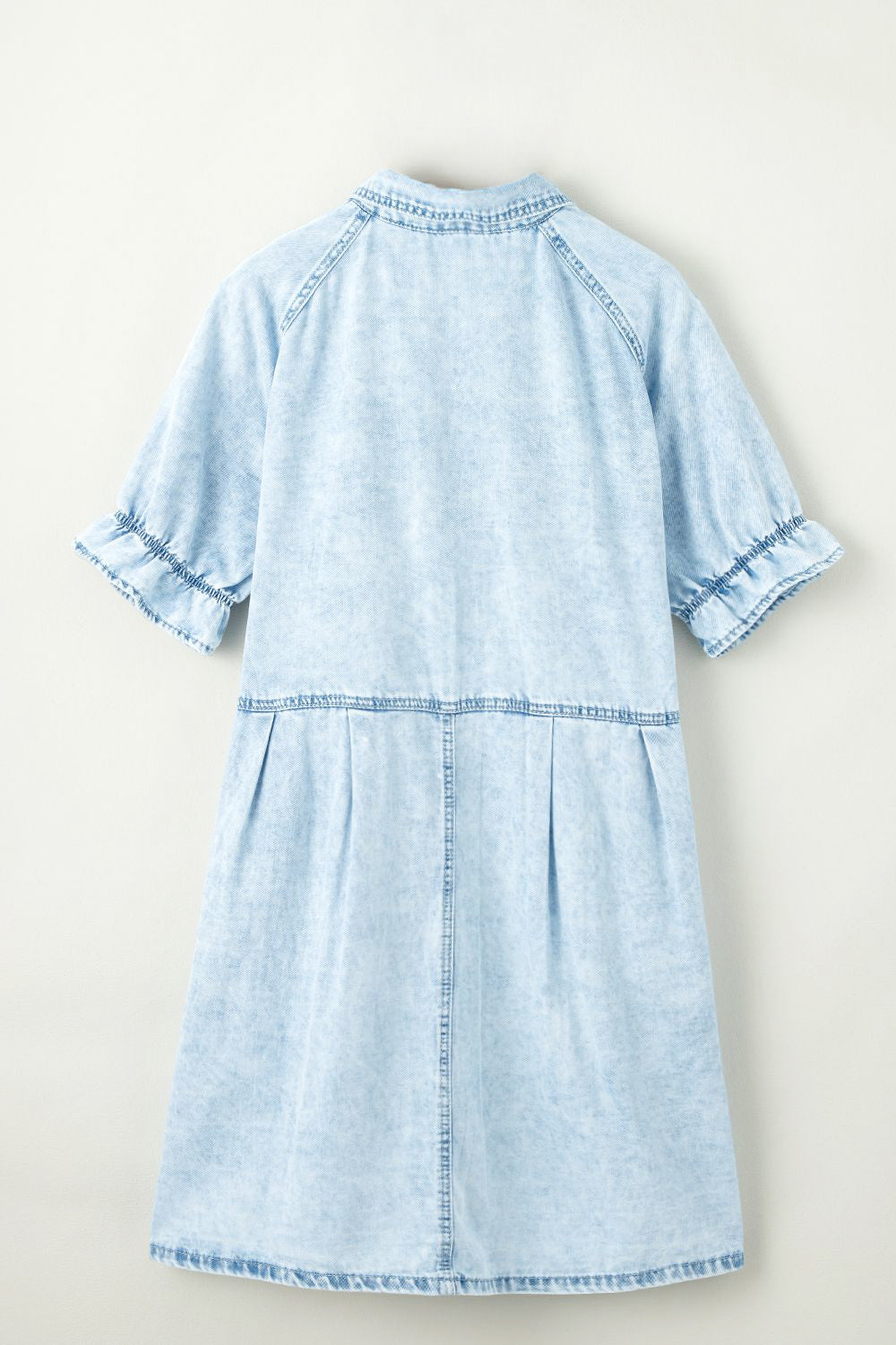 Mineral Wash Ruffle Sleeve Denim Dress
