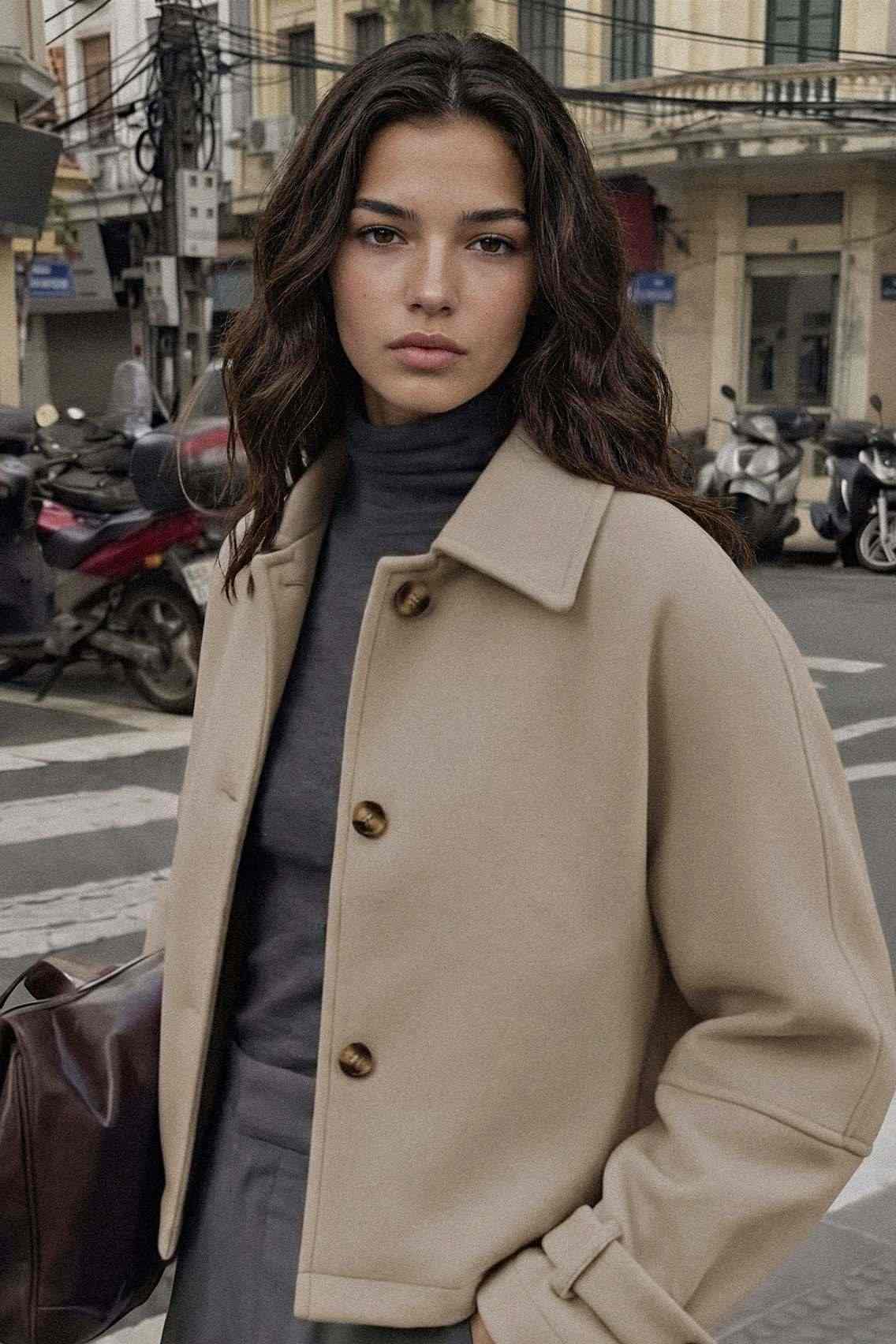 Collared Neck Button Up Jacket