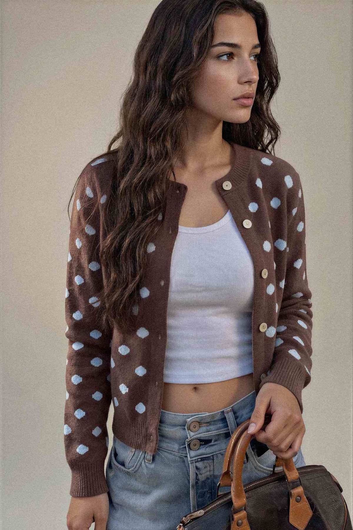 Polka Dot Button Up Cardigan