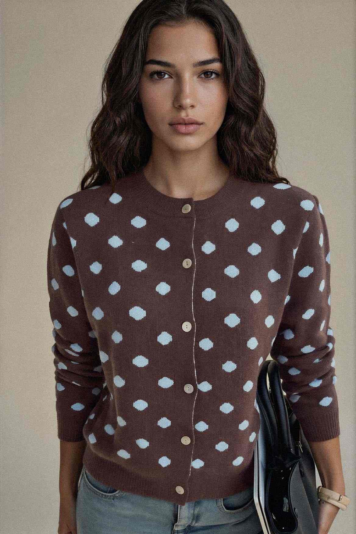 Polka Dot Button Up Cardigan