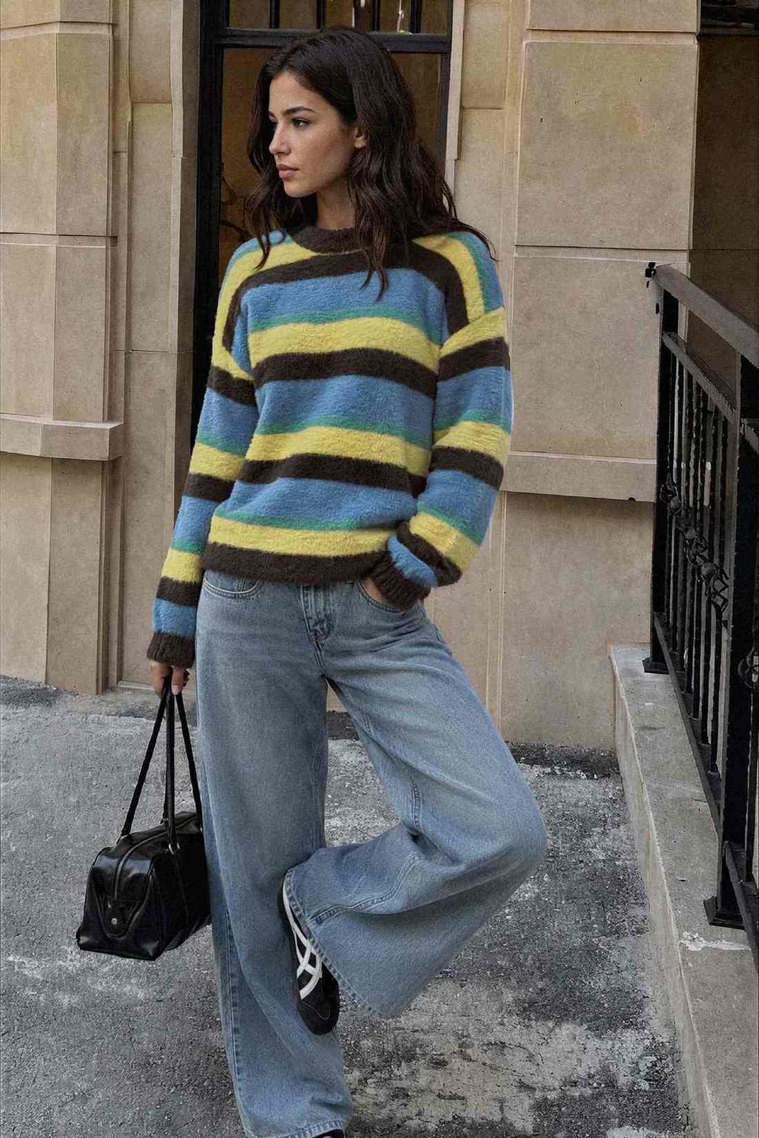 Striped Dropped Shoulder Sweater