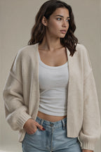 Open Front Dropped Shoulder Cardigan