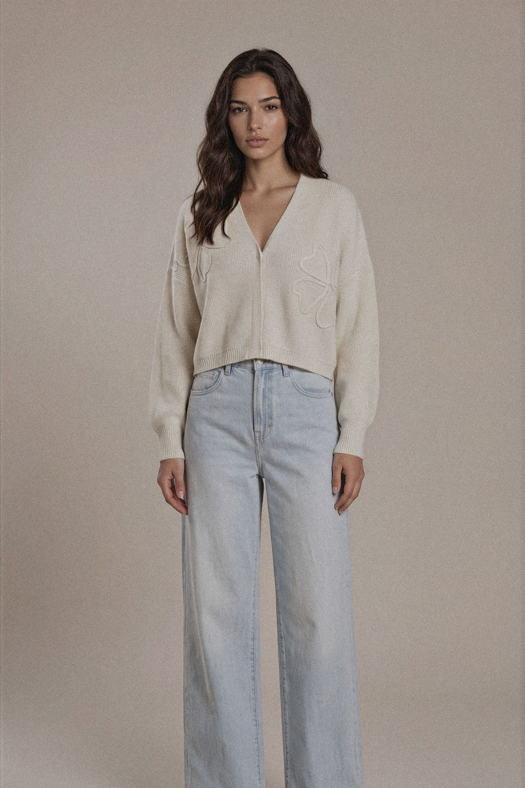 Four-Leaf Clover Open Front Cardigan