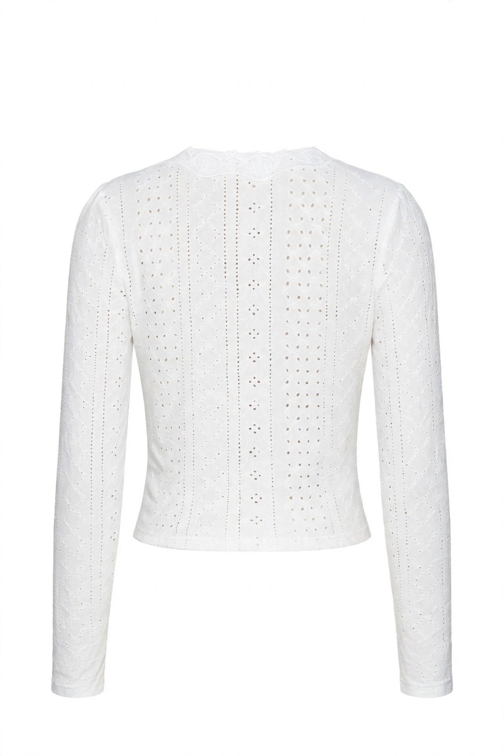 Eyelet V-Neck Long Sleeve T-Shirt