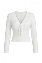 Eyelet V-Neck Long Sleeve T-Shirt