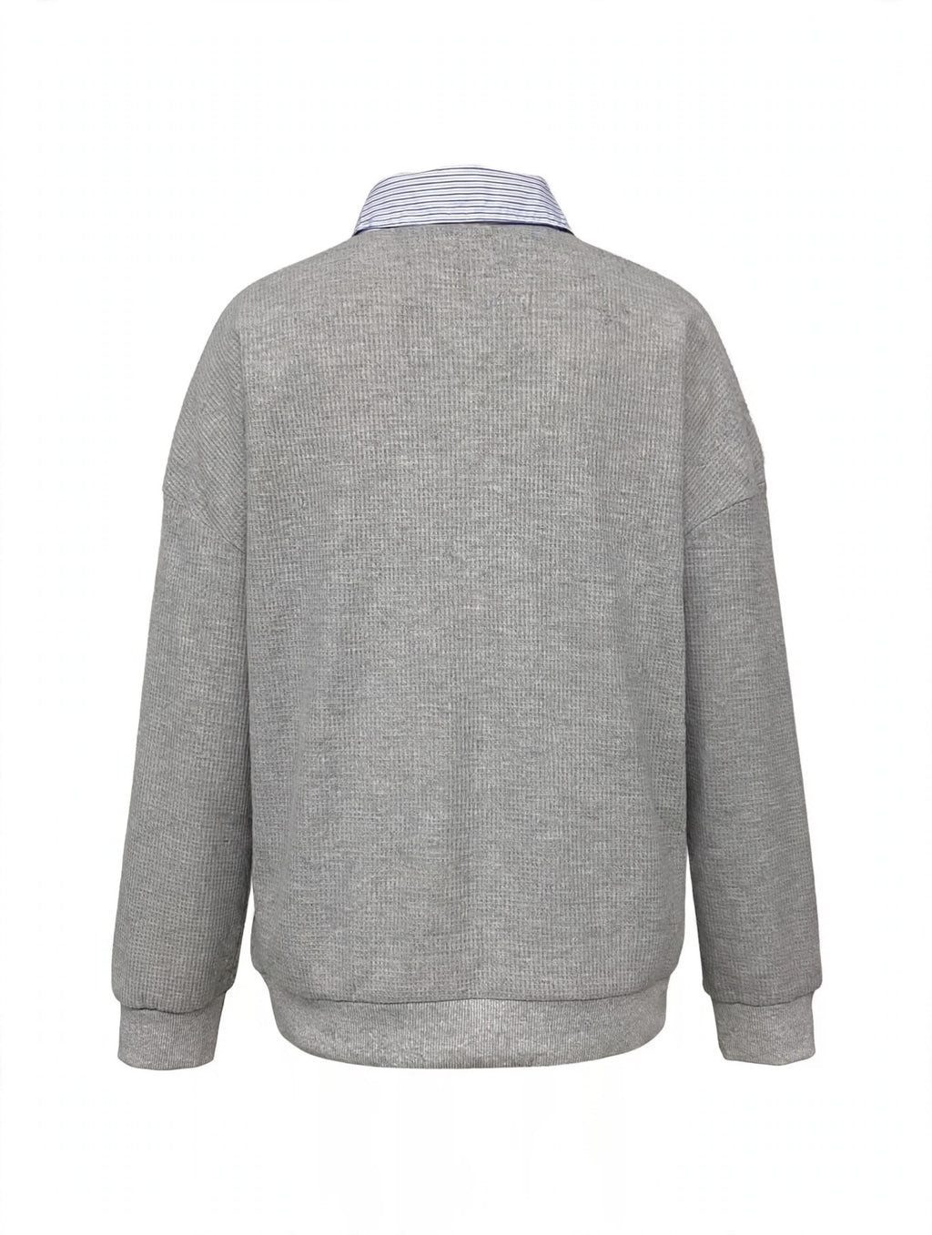 Striped Collar Dropped Shoulder Sweatshirt