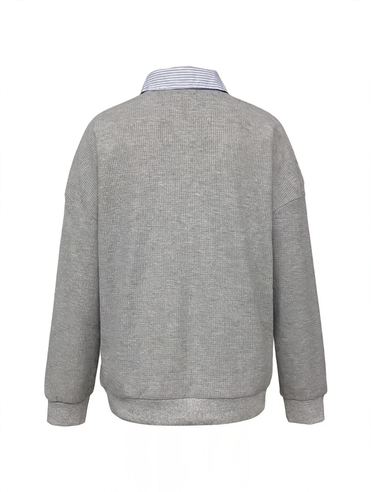 Striped Collar Dropped Shoulder Sweatshirt