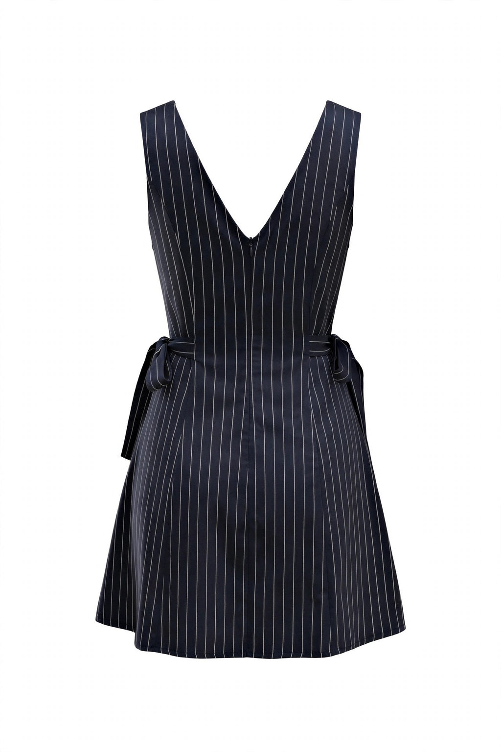 Striped Sleeveless Tie Waist Dress