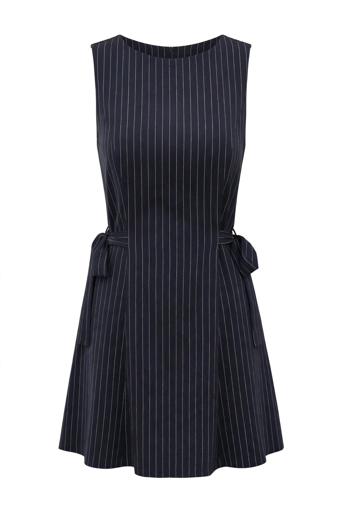 Striped Sleeveless Tie Waist Dress