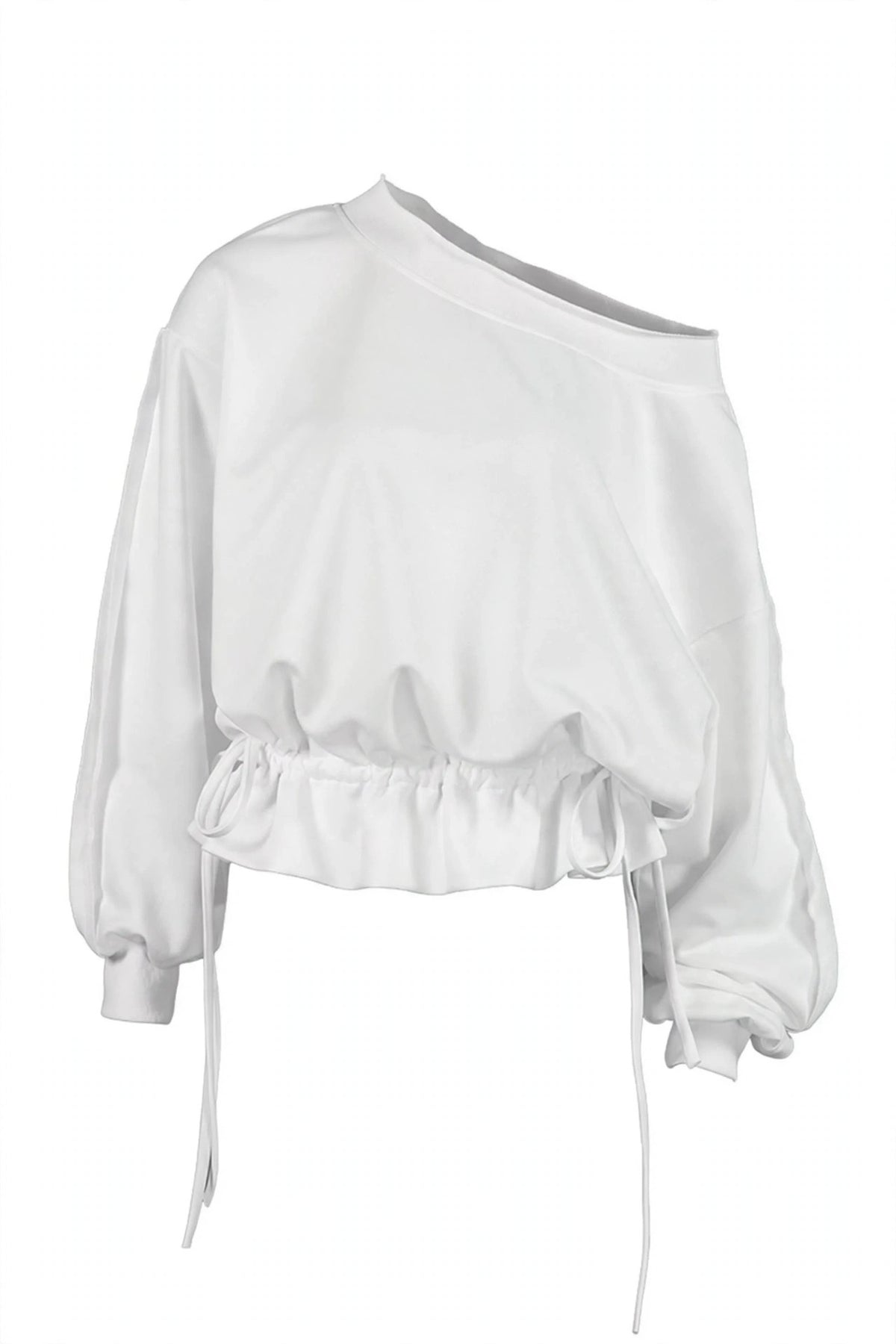 Ruffled Hem One Shoulder Sweatshirt
