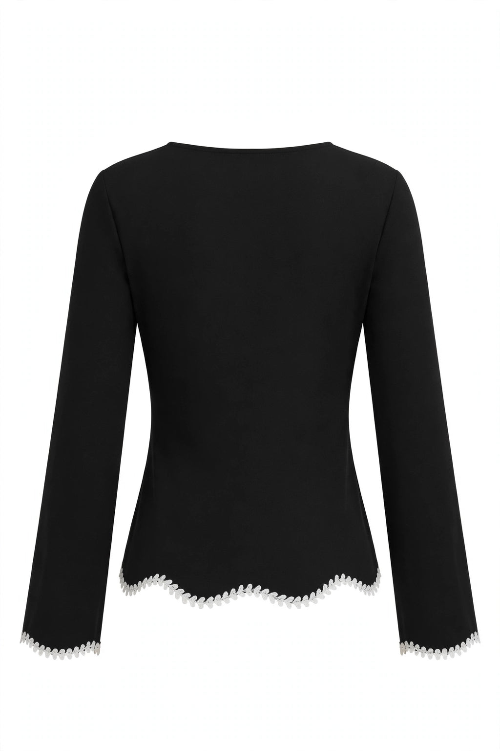 Contrast Trim Flare Sleeve Blouse