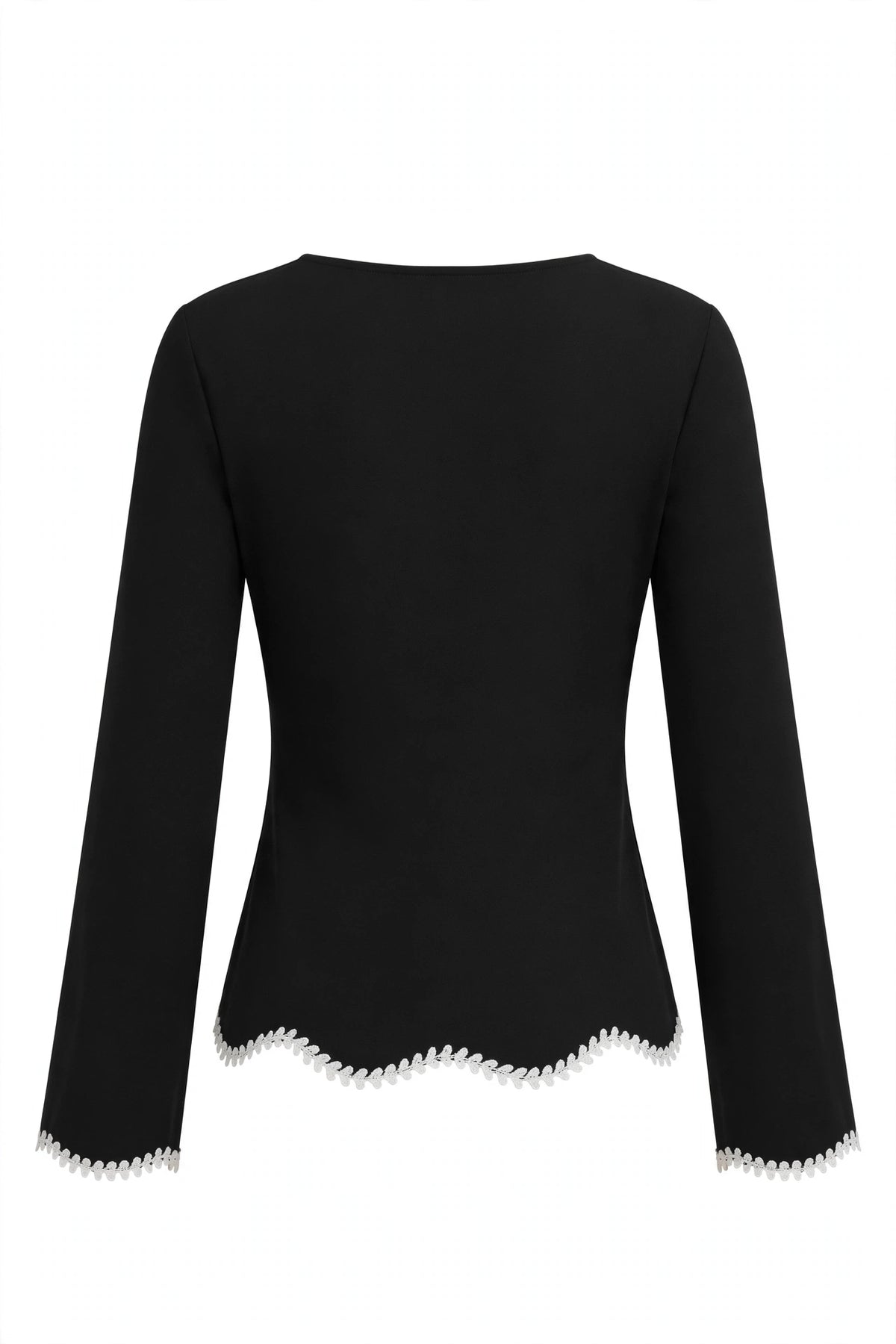 Contrast Trim Flare Sleeve Blouse