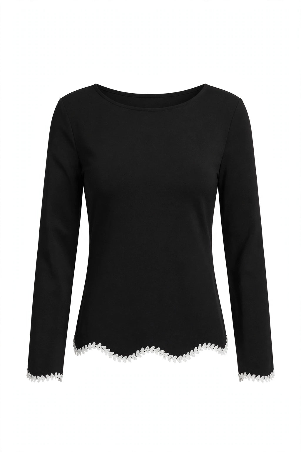 Contrast Trim Flare Sleeve Blouse