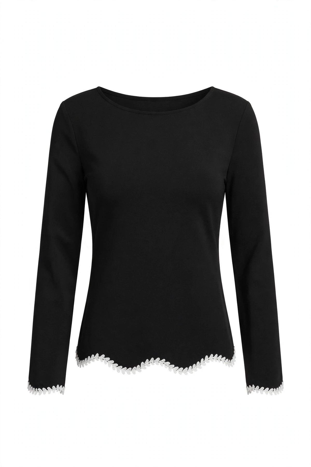 Contrast Trim Flare Sleeve Blouse
