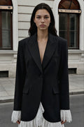 Lace Hem One Button Blazer