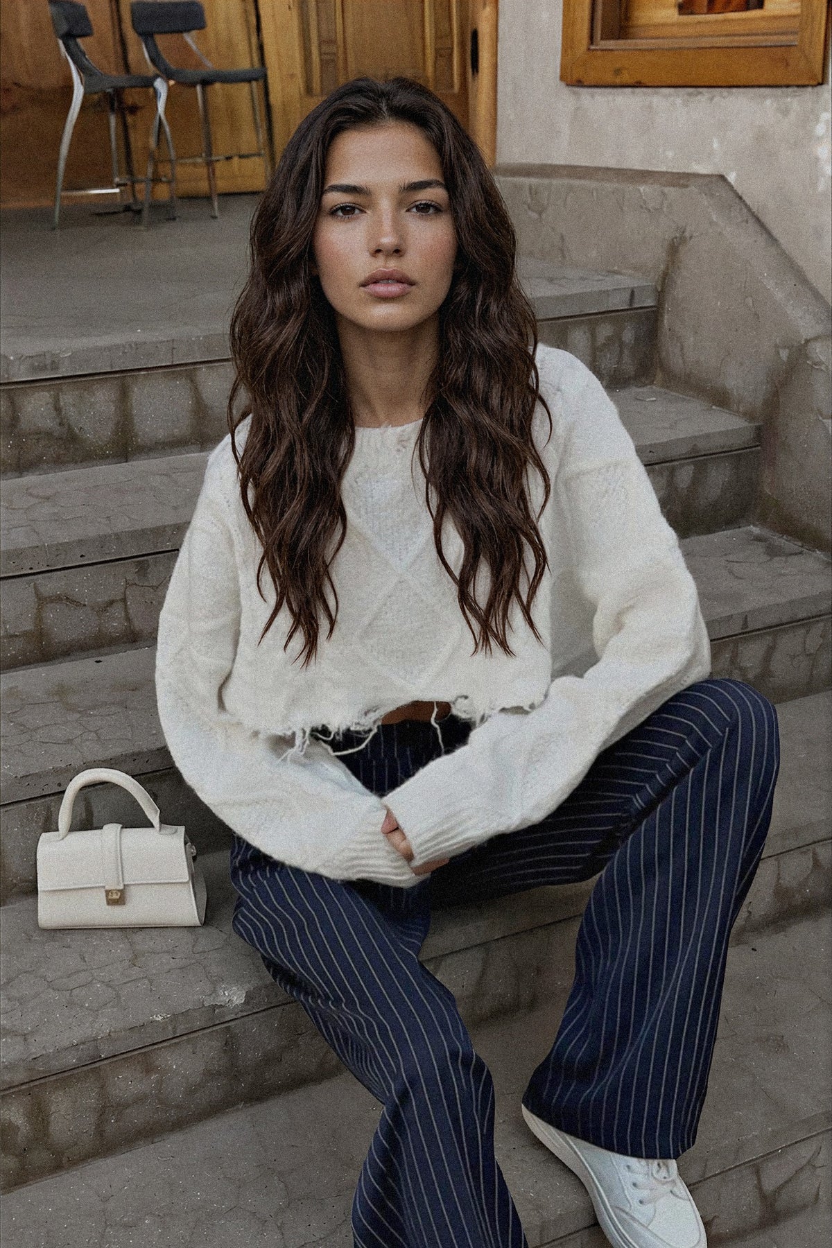 High-Waisted Pinstripe Wide-Leg Pants