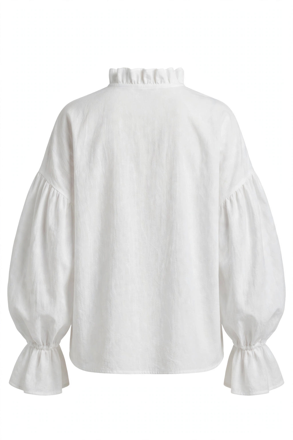 Notched Flounce Sleeve Blouse