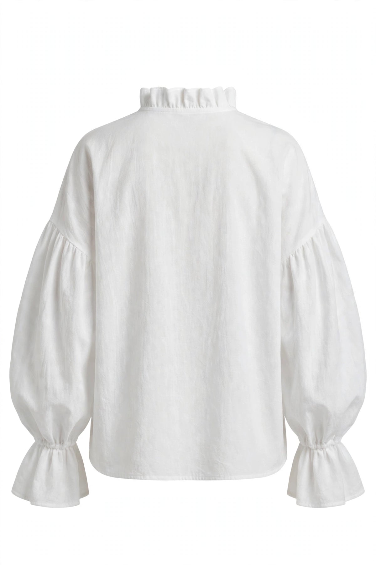 Notched Flounce Sleeve Blouse