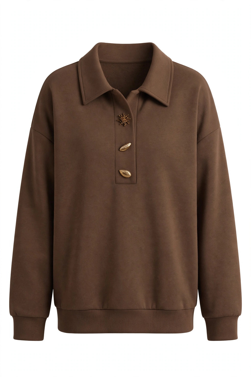 Polo Collar Dropped Shoulder Sweatshirt