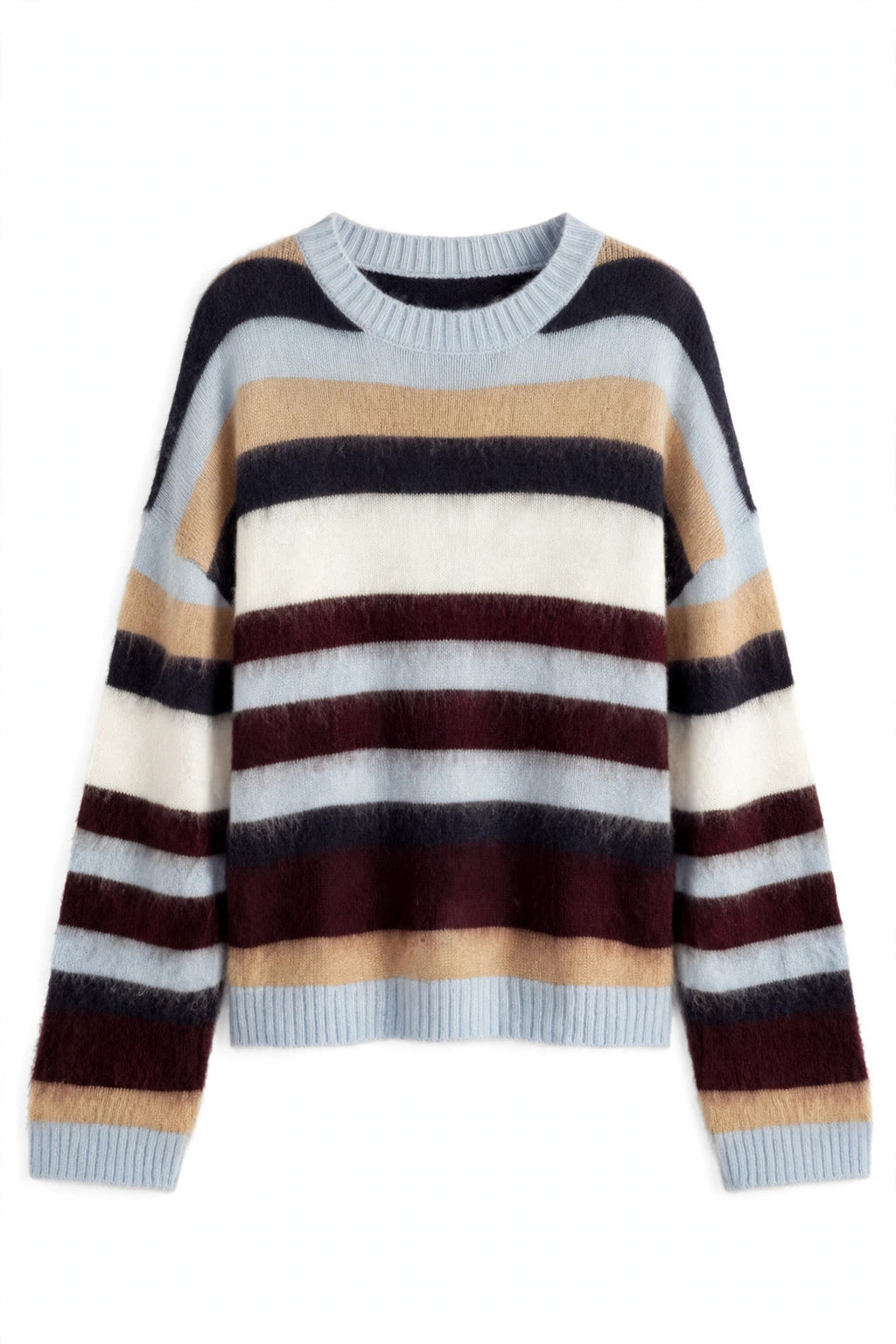 Multi-Color Striped Fuzzy Sweater