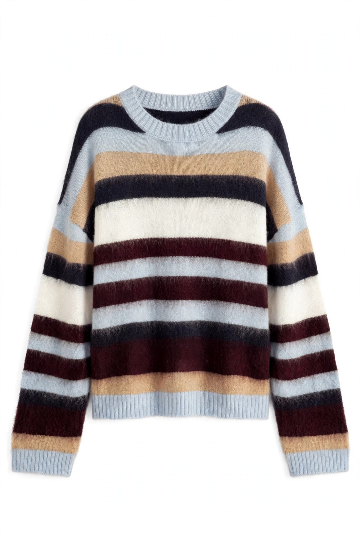 Multi-Color Striped Fuzzy Sweater